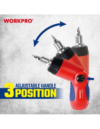 Destornillador de carraca, cabeza articulada, 7...