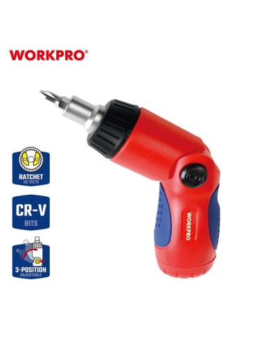 Destornillador de carraca, cabeza articulada, 7...