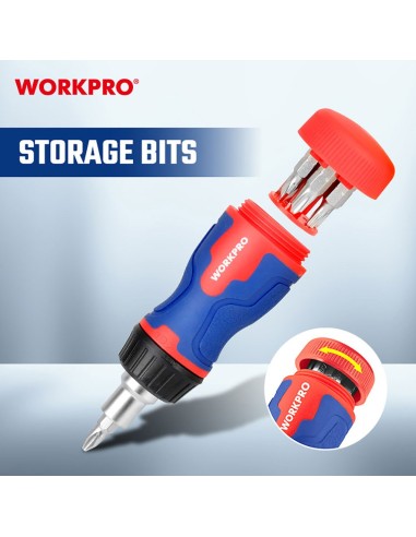 Destornillador corto de carraca, 8 en 1, 115 x...