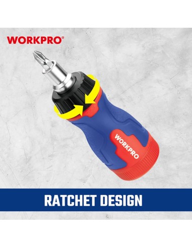 Destornillador corto de carraca, 8 en 1, 115 x...