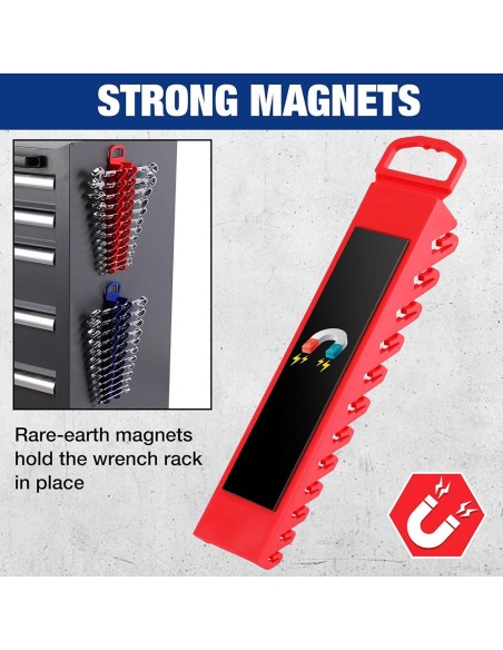 Soporte magnético para llaves, forma de tira, 12 posiciones, 280 x 56 x 45 mm