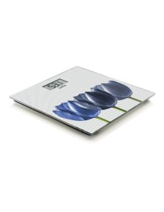 Báscula de baño electrónica diseño blanca con flores. máximo 180 kg 2