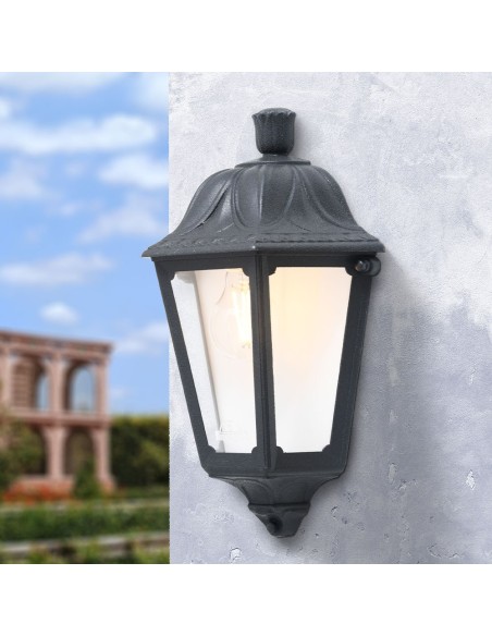Farol de pared iesse, transparente, e27, negro, 220 x 105 x 350 mm