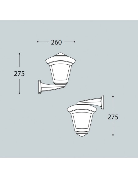 Farol pared con brazo nardo/giampy, transparente, e27, negro, 210 x 270 x 315 mm