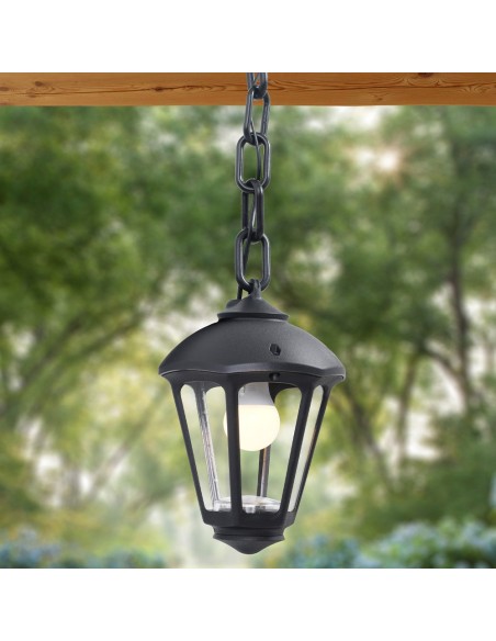 Farol techo con cadena sicar/giampy, transparente, e27, negro, ø210 x 750 mm