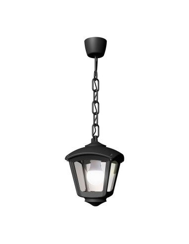 Farol techo con cadena sicar/roby, transparente, e27, negro, 195 x 195 x 700 mm