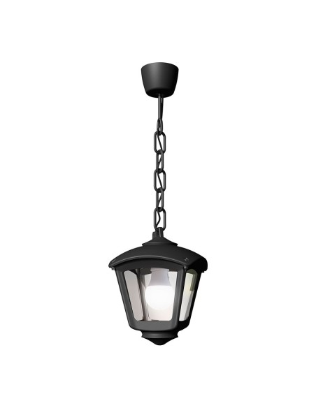 Farol techo con cadena sicar/roby, transparente, e27, negro, 195 x 195 x 700 mm