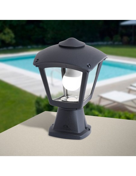 Farol sobremuro disma/roby, transparente, e27, negro, 195 x 195 x 290 mm