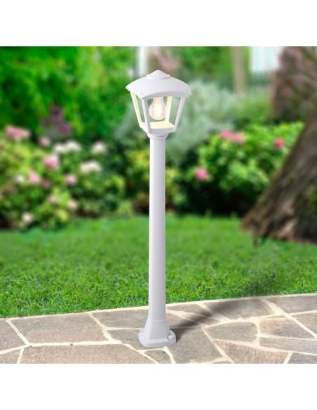 Farol baliza con poste giaffa/roby, transparente, e27, blanco, 195 x 195 x 945 mm