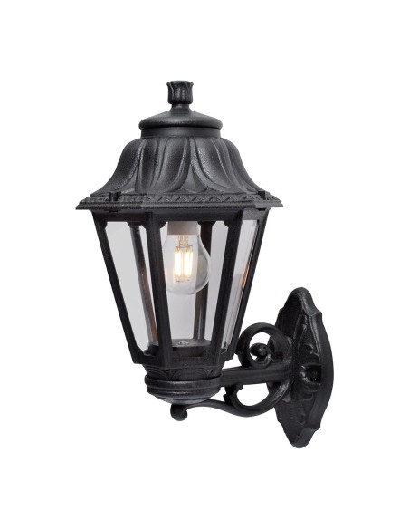 Farol pared con brazo bisso/anna, transparente, e27, negro, 220 x 275 x 450 mm