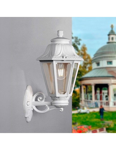 Farol pared con brazo bisso/anna, transparente, e27, blanco, 220 x 275 x 450 mm