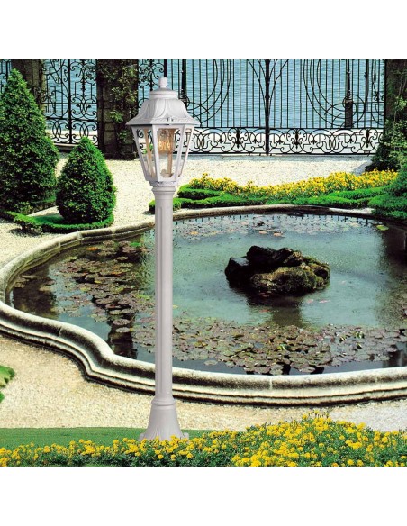 Farol baliza con poste mizar/anna, transparente, e27, blanco, ø220 x 1100 mm