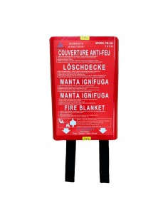Manta ignífuga fb-100, en caja rígida, 5 idiomas, 100 x 100 cm