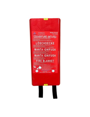 Manta ignífuga fb-128, en caja rígida, 5 idiomas, 120 x 180 cm