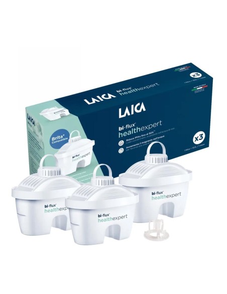 Filtros bi-flux healthexpert compatible con brita, añade magnesio y reduce pfas, caja con 3 uds