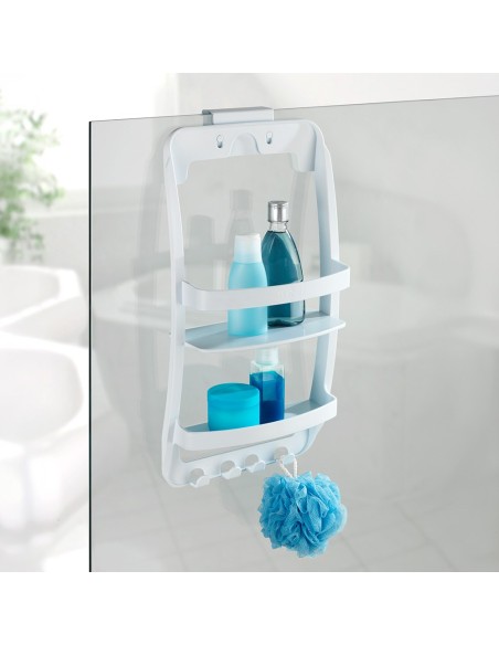 Estante de baño, blanco, con fijación polivalente, universal, 26 x 11,5 x 50 cm