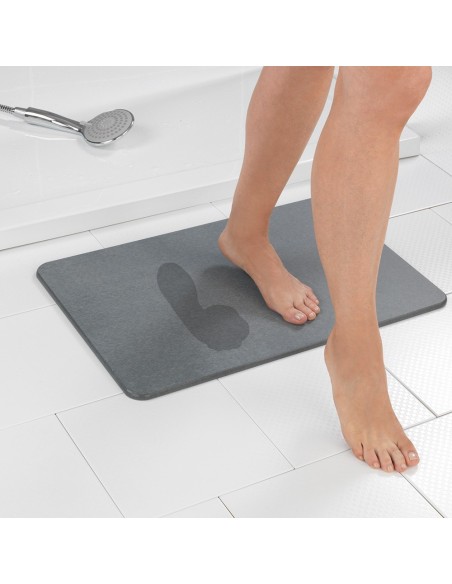 Alfombra de baño antideslizante de diatomita, gris, 60 x 39 cm