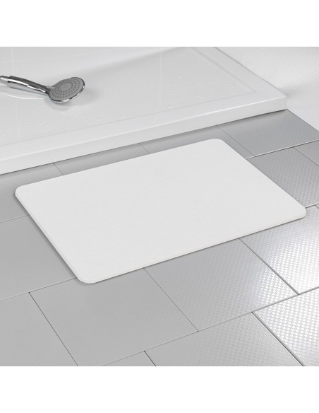 Alfombra de baño antideslizante de diatomita, blanco, 60 x 39 cm