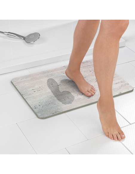 Alfombra de baño antideslizante de diatomita, granito, 60 x 39 cm