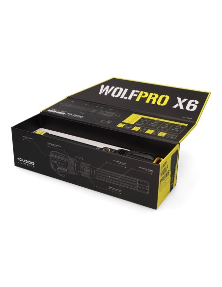 Linterna led táctica largo alcance, wolfpro x6, 10000 im