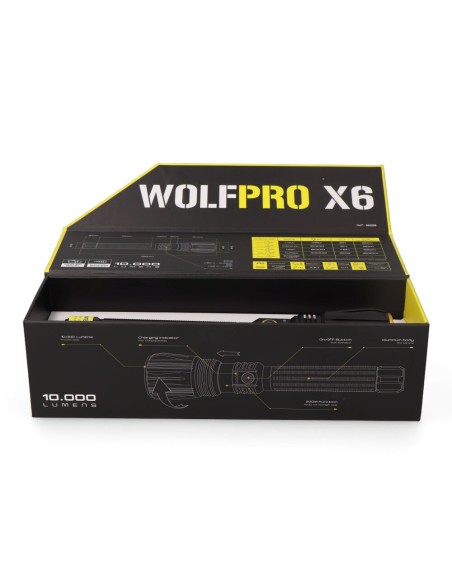 Linterna led táctica largo alcance, wolfpro x6, 10000 im