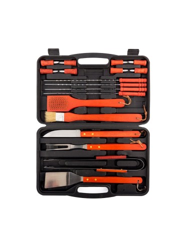 Maletín con utensilios para barbacoa, 18 piezas