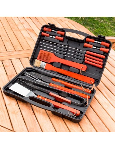 Maletín con utensilios para barbacoa, 18 piezas