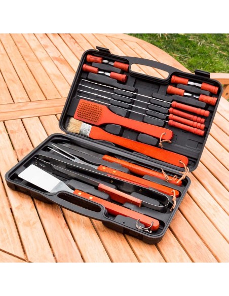 Maletín con utensilios para barbacoa, 18 piezas