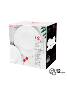 Vajilla blanca clásica, 12 piezas