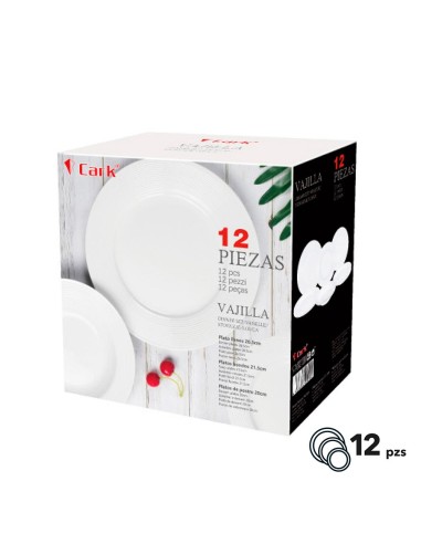 Vajilla blanca clásica, 12 piezas