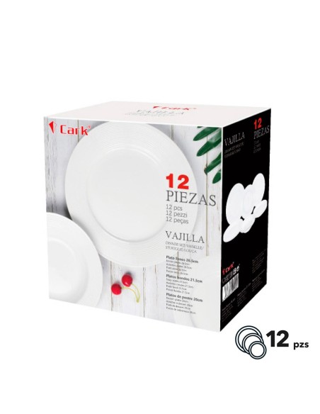 Vajilla blanca clásica, 12 piezas