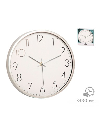 Reloj pared gris/blanco, ø30 cm