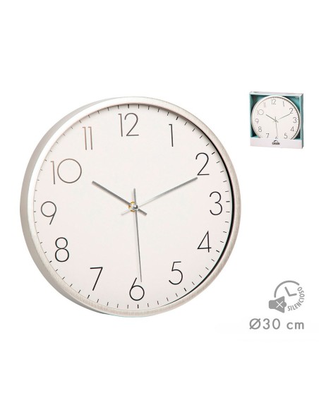 Reloj pared gris/blanco, ø30 cm