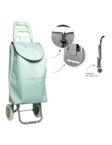 Carro de la compra plegable, verde, 2 ruedas