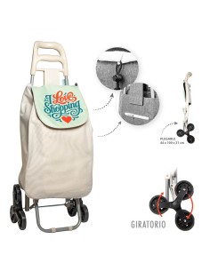 Carro de la compra plegable, gris, 6 ruedas