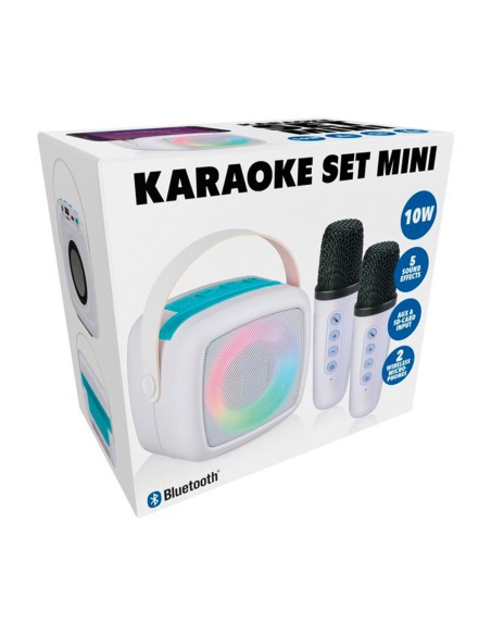 Karaoke set mini inalámbrico + 2 micrófonos, rgb, 10 w, colores surtidos, 117 x 86 x 130 mm