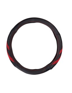 Funda para volante, negra con detalles rojos, ø37-39 cm