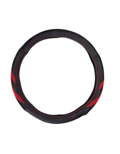 Funda para volante, negra con detalles rojos, ø37-39 cm