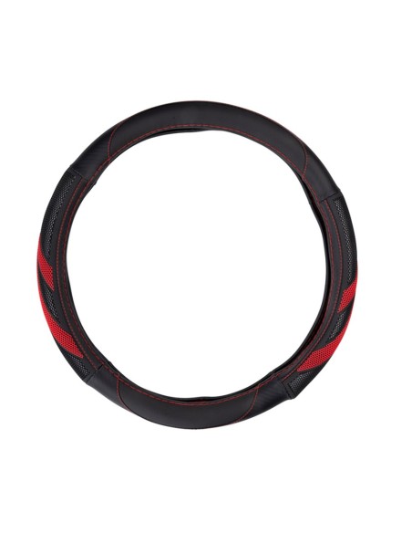 Funda para volante, negra con detalles rojos, ø37-39 cm