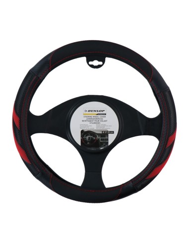 Funda para volante, negra con detalles rojos,...