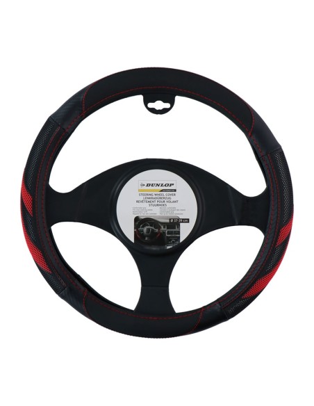 Funda para volante, negra con detalles rojos, ø37-39 cm
