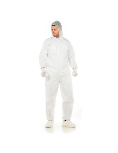 Buzo desechable blanco, fabricado en polipropileno, talla l