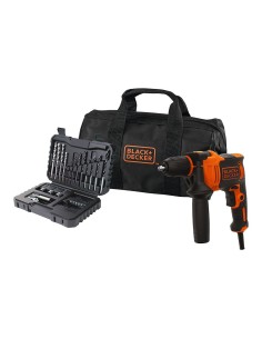 Kit taladro percutor 710 w, ø13mm + 32 accesorios en maletín + bolsa transporte, con cable