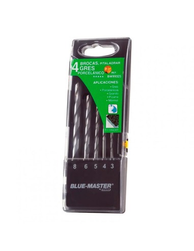 Brocas profesionales porcelánico ø4-5-6-8mm, juego 4 piezas