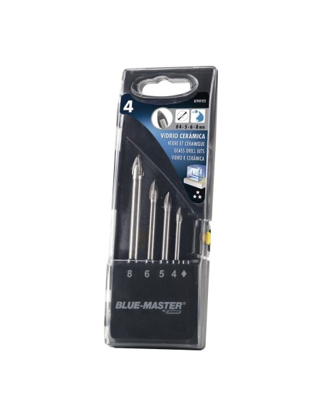 Brocas estándar punta de lanza, cristal y porcelánico ø4-5-6-8 mm, juego 4 piezas