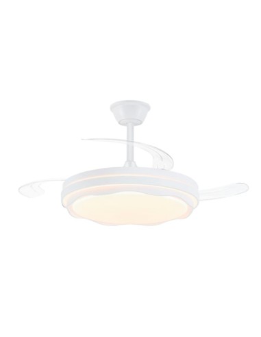 Ventilador de techo led cct, 3 aspas retráctiles 60 w, 6600 im, blanco, aspas ø106 cm, plafón ø15 cm, altura 30,5 - 40,5 cm