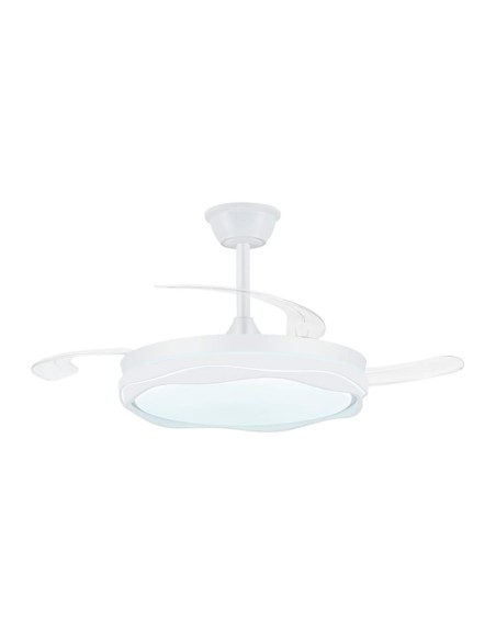 Ventilador de techo led cct, 3 aspas retráctiles 60 w, 6600 im, blanco, aspas ø106 cm, plafón ø15 cm, altura 30,5 - 40,5 cm