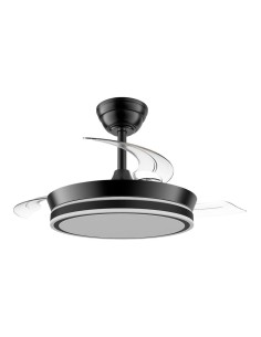 Ventilador de techo led cct, 3 aspas retráctiles 39 w, 4290 lm, negro, aspas ø90 cm, plafón ø41 cm, altura 28 - 38 cm 2