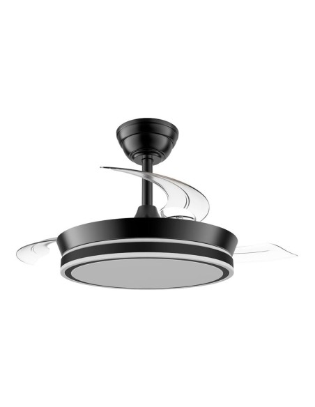 Ventilador de techo led cct, 3 aspas retráctiles 39 w, 4290 lm, negro, aspas ø90 cm, plafón ø41 cm, altura 28 - 38 cm