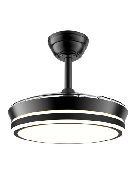 Ventilador de techo led cct, 3 aspas retráctiles 39 w, 4290 lm, negro, aspas ø90 cm, plafón ø41 cm, altura 28 - 38 cm